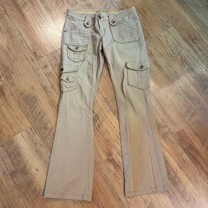 Y2K Zanadi Cargo Flare Low Rise Jeans Sz 9 Tan Women’s
